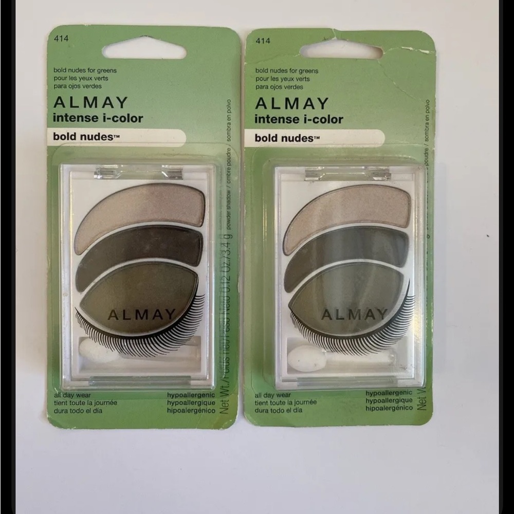 Lot Of 2 Almay Intense I Color Bold Nudes For GREEN EYES 414 Eyeshadow Trio NEW